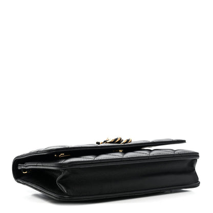 Lambskin Quilted Twisted CC Wallet On Chain WOC Black