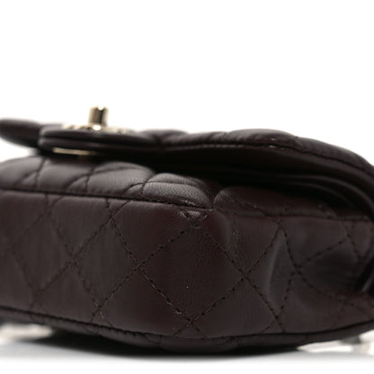 Lambskin Quilted Mini Double Flap With Hook Dark Brown