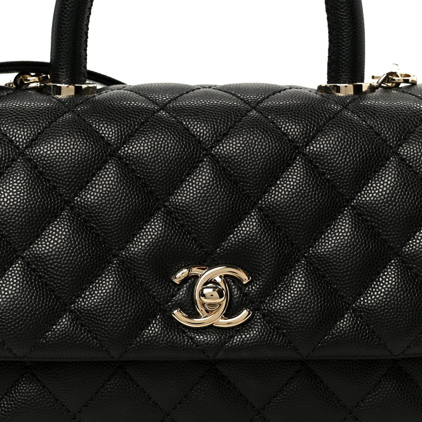 Caviar Quilted Mini Coco Handle Flap Black