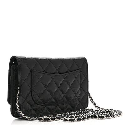 Caviar Quilted CC Turnlock Wallet On Chain WOC Black