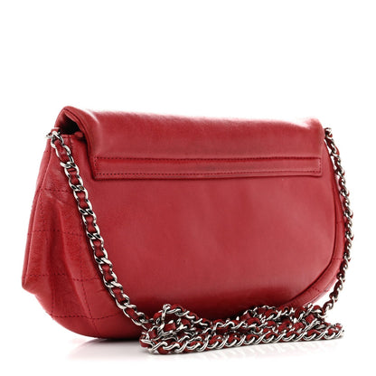 Lambskin Half Moon Wallet On Chain WOC Red
