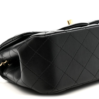 Lambskin Quilted Mini Square Flap Black