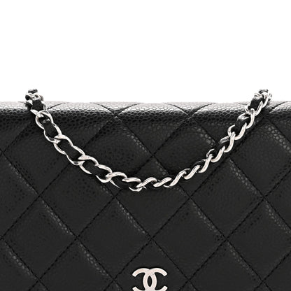Caviar Quilted Wallet on Chain WOC Black
