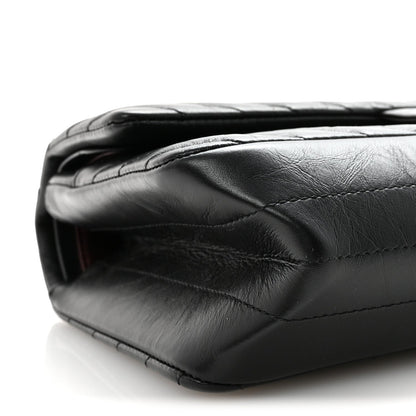 Aged Calfskin Chevron Quilted 2.55 Reissue 225 Flap So Black