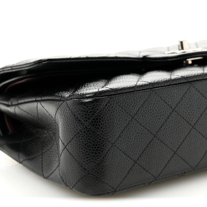 Caviar Quilted Medium Double Flap Black