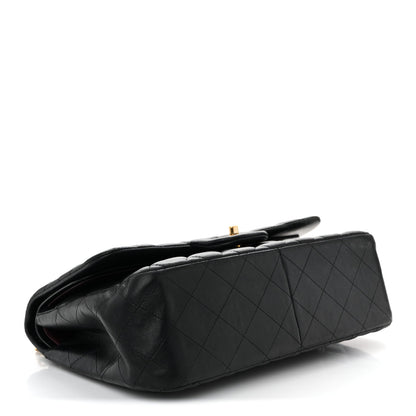 Lambskin Quilted Jumbo Double Flap Black