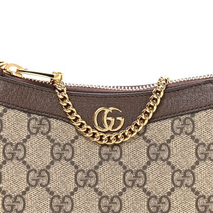 GG Supreme Monogram Textured Dollar Calfskin Mini Ophidia Chain Bag Beige Ebony