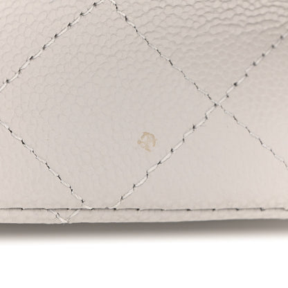 Caviar Quilted Medium Double Flap Light Grey