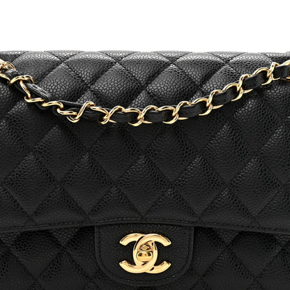 Caviar Quilted Medium Double Flap Black