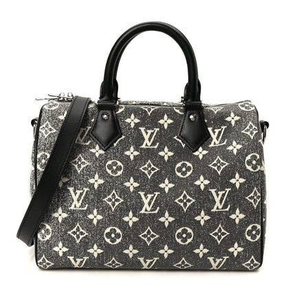 Denim Monogram Jacquard Speedy Bandouliere 25 Black