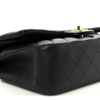 Lambskin Quilted Medium Double Flap Black