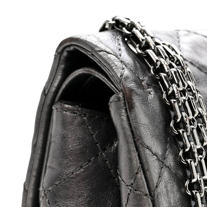 Metallic Aged Calfskin Quilted 2.55 Reissue 226 Flap Dark Silver