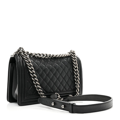 Calfskin Quilted Medium Boy Flap Black