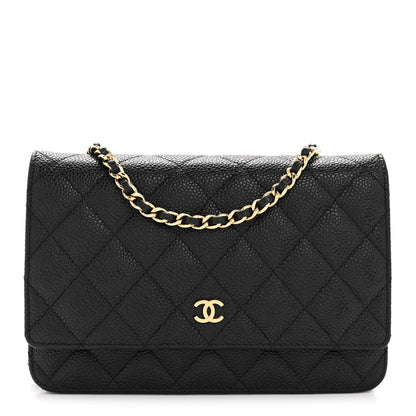 Caviar Quilted Wallet on Chain WOC Black