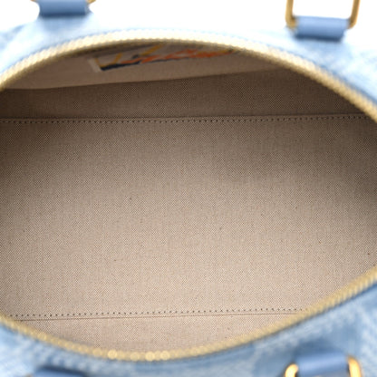 Damier Denim 3D Speedy Bandouliere 30 Denim Blue