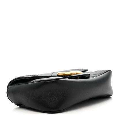 Calfskin Matelasse Super Mini GG Marmont Shoulder Bag Black