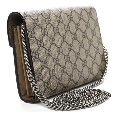 GG Supreme Monogram Mini Dionysus Chain Wallet Beige Taupe