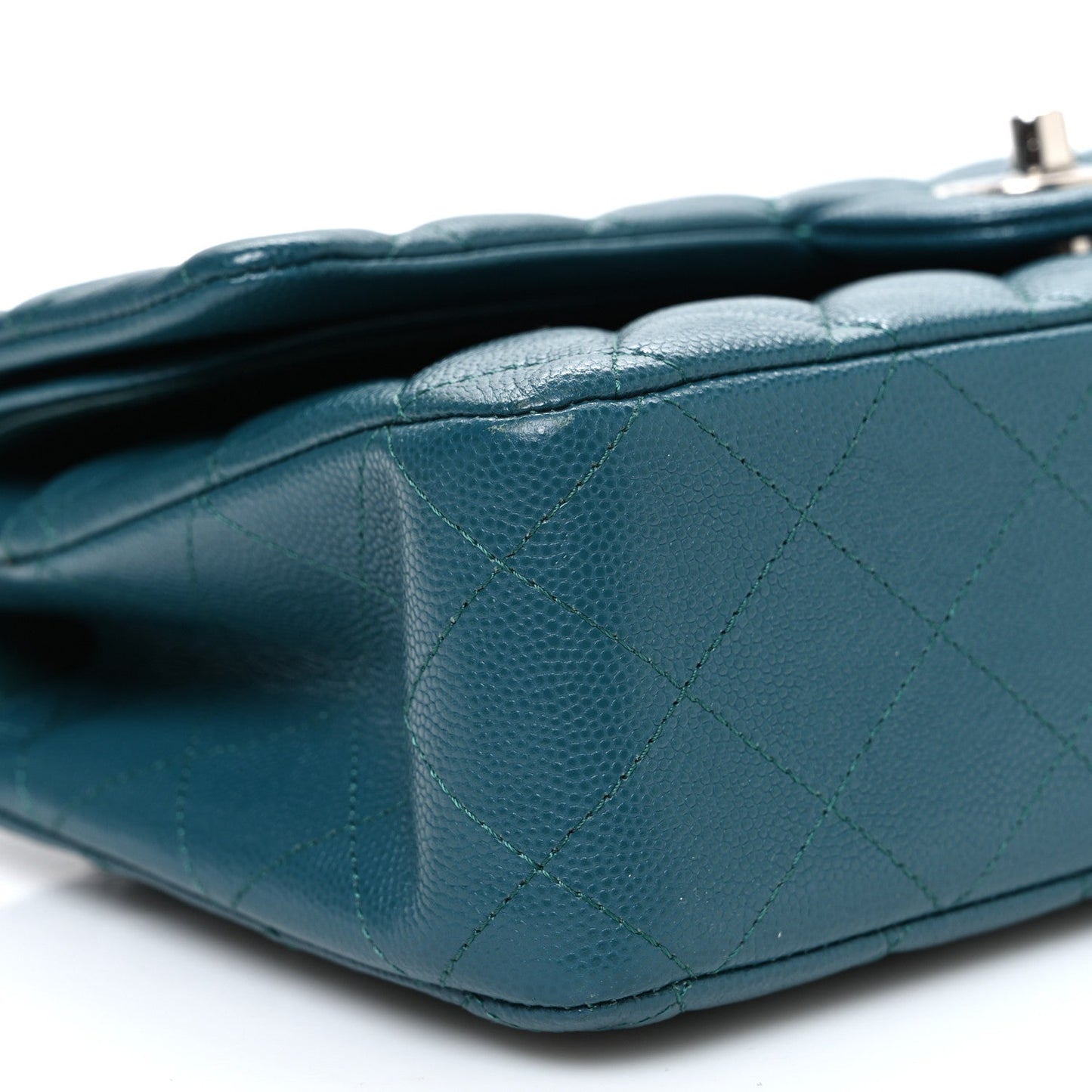 Caviar Quilted Medium Double Flap Dark Turquoise