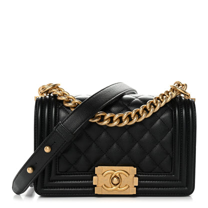 Caviar Quilted Small Boy Flap Black