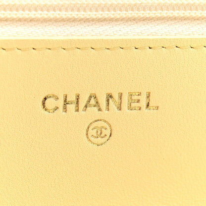 Lambskin Quilted Sweet Camellia Wallet on Chain WOC Yellow