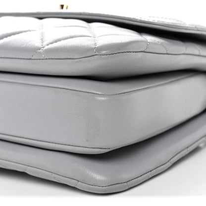 Lambskin Quilted Small Trendy CC Flap Dual Handle Bag Grey