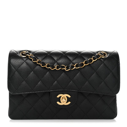 Caviar Quilted Small Double Flap Black