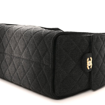 Washed Denim Quilted Small Chanel 25 Handbag Black