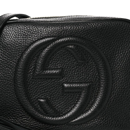 Pebbled Calfskin Small Soho Disco Bag Black