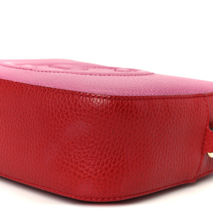 Dollar Calfskin Bi-Color Small Soho Disco Bag New Rosette Hibiscus Red
