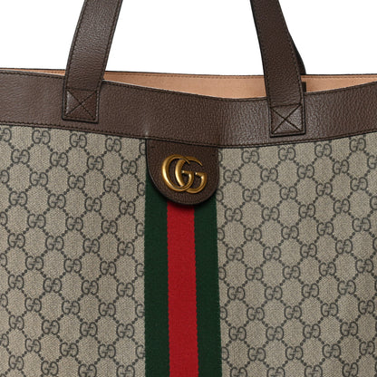 GG Supreme Monogram Web Large Ophidia Vertical Shopping Tote Brown