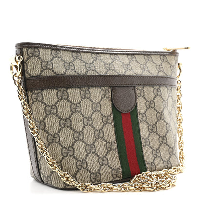 GG Supreme Monogram Web Ophidia Chain Shoulder Bag Brown