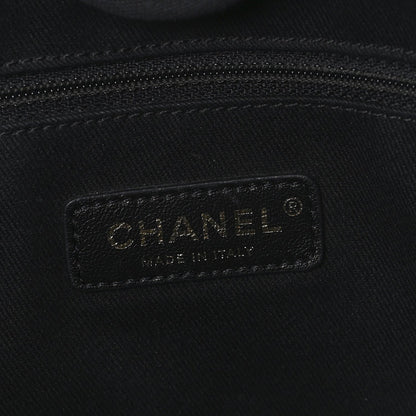 Mixed Fibers Calfskin Small Deauville Tote Black