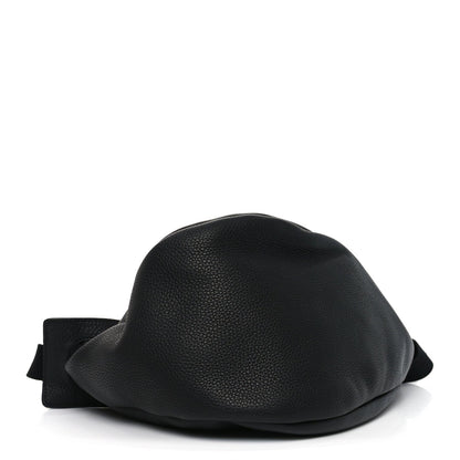 Grained Calfskin Large Slouchy Banana Bag Black