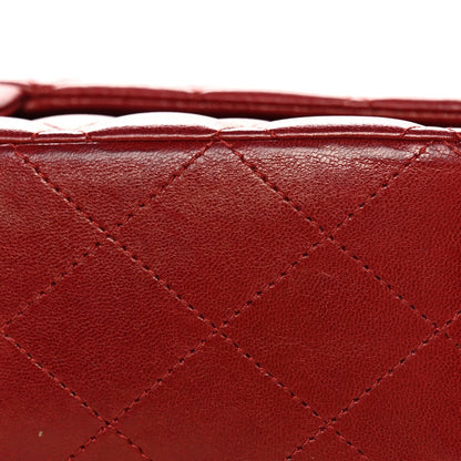 Lambskin Quilted Medium Double Flap Red