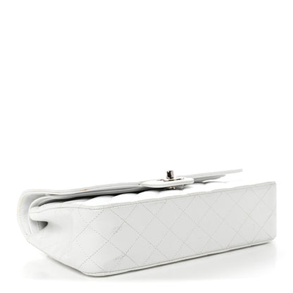 Caviar Quilted Medium Double Flap White