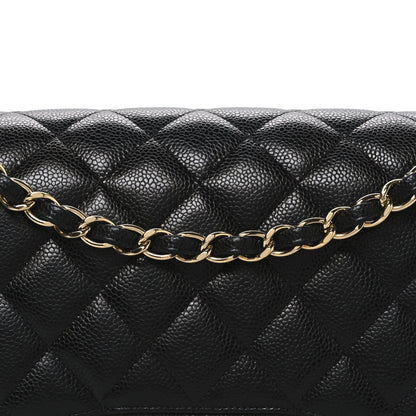 Caviar Quilted Jumbo Double Flap Black
