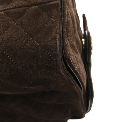 Suede Quilted Medium Chanel 25 Handbag Dark Brown