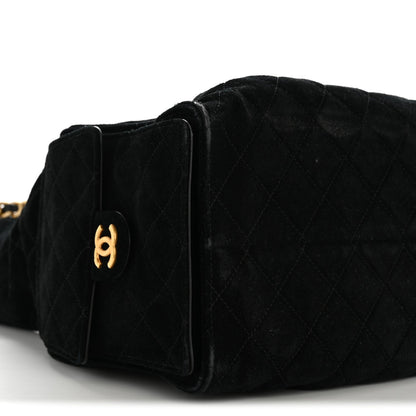 Suede Quilted Medium Chanel 25 Handbag Black