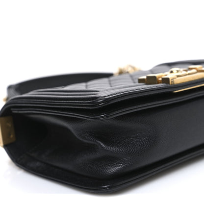 Caviar Quilted Small Boy Flap Black