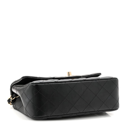Lambskin Quilted Mini Rectangular Flap Black