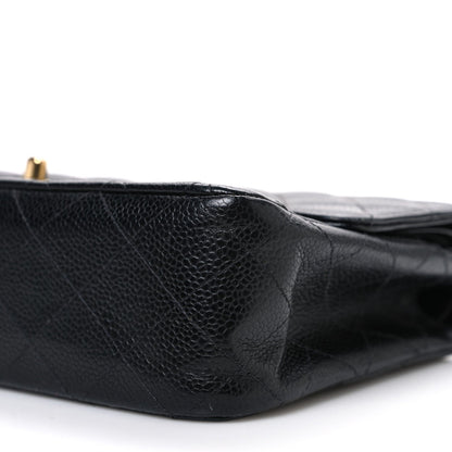 Caviar Quilted Medium Double Flap Black