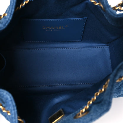 Washed Denim Quilted Mini Chanel 25 Handbag Blue