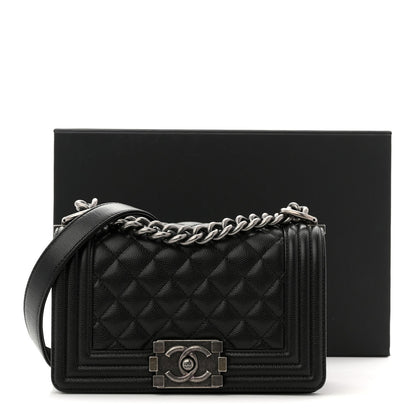 Caviar Quilted Small Boy Flap Black
