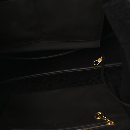 Lambskin Shearling Medium Deauville Tote Dark Brown