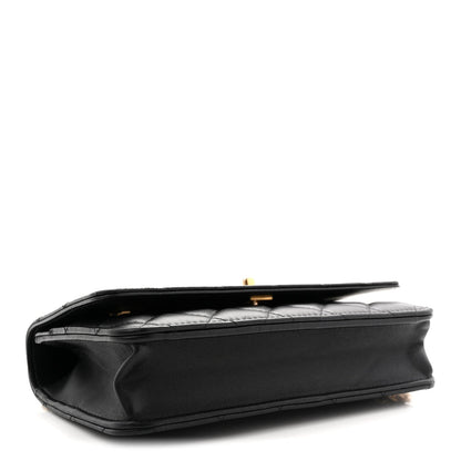 Lambskin Quilted Sweet Camellia Wallet On Chain WOC Black