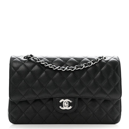 Caviar Quilted Medium Double Flap Black