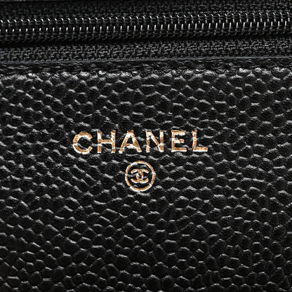 Caviar Quilted Wallet on Chain WOC Black