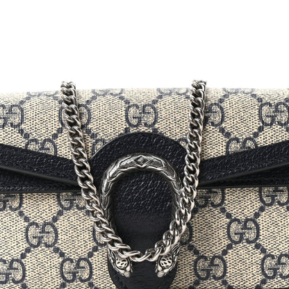 GG Supreme Monogram Textured Dollar Calfskin Super Mini Dionysus Shoulder Bag Beige Blue