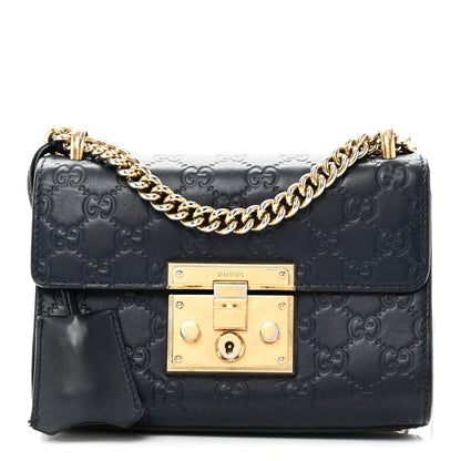 Guccissima Small Padlock Shoulder Bag Blue Agata