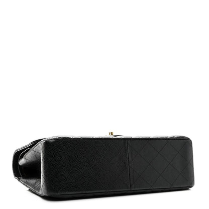 Caviar Quilted Jumbo Double Flap Black